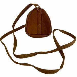Vtg Brown Leather Mini Crossbody Backpack Convertible Duffle Festival Bag Purse